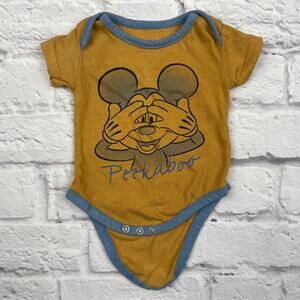 A0033 Disney Baby Yellow Peekaboo Mickey Bodysuit Size 0-3 mo